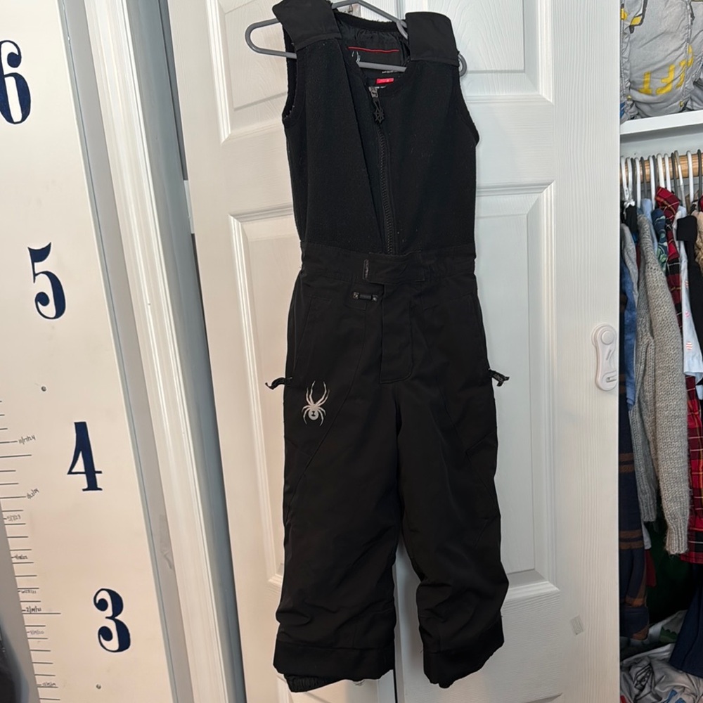 Black kids spyder snow bibs